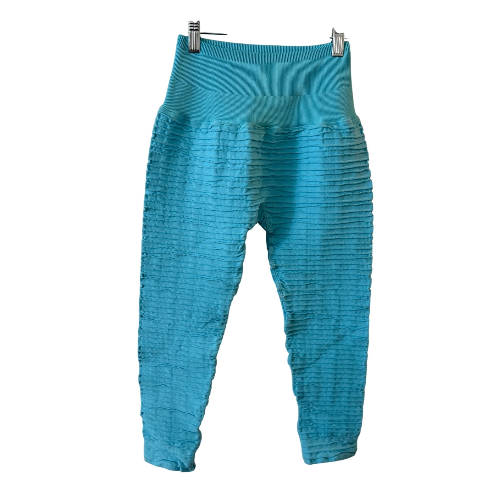 Nux Pucker Up Ribbed Textured Leggings Light Blue Size Small Nwot